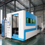 เครื่องตัดเลเซอร์ไฟเบอร์แผ่นโลหะความกว้างปานกลาง Cnc ความแม่นยำสูง